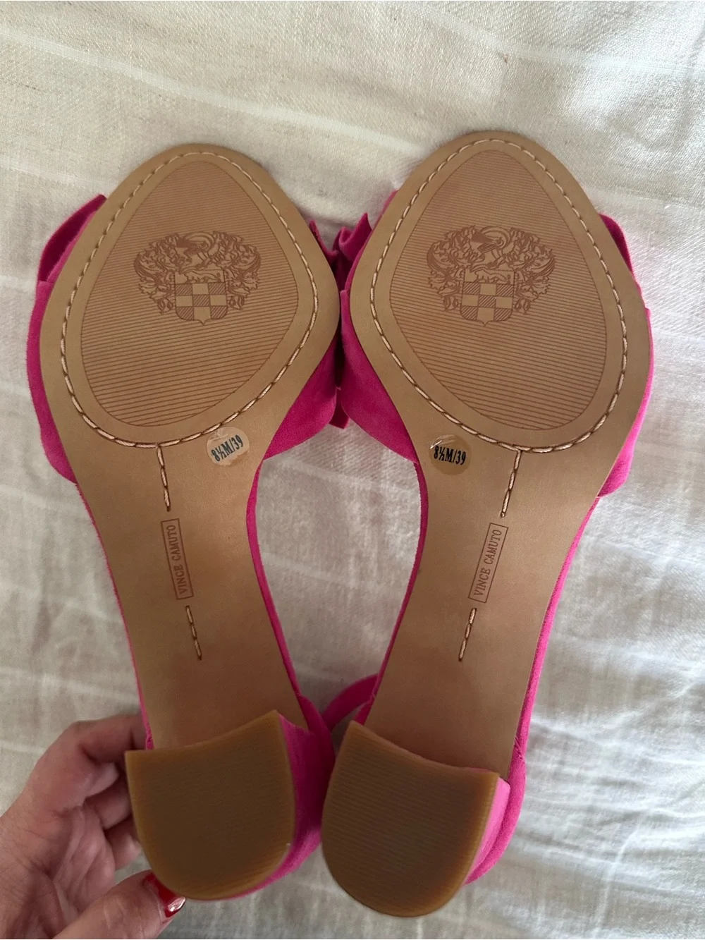 Vince Camuto Hot Pink Knotted Block Heel Sandals-Never Worn